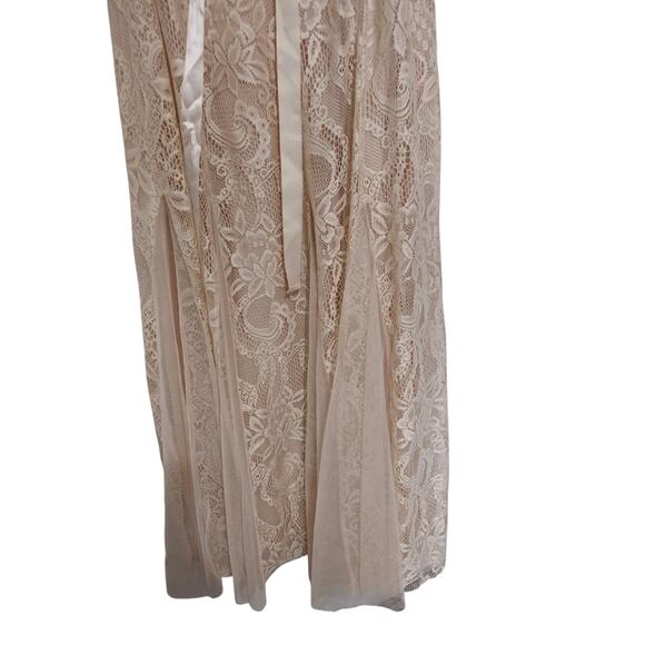 Candalite Women Champagne Beige lace Sheath Dress vented bottom Maxi Sz. 1X - Picture 11 of 11